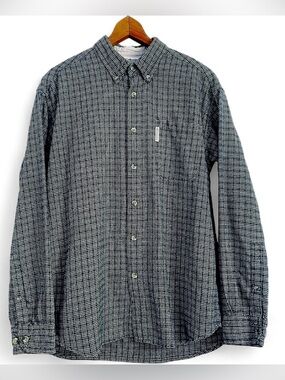 Columbia Men's Black, Blue & White Plaid Button-Down Shirt